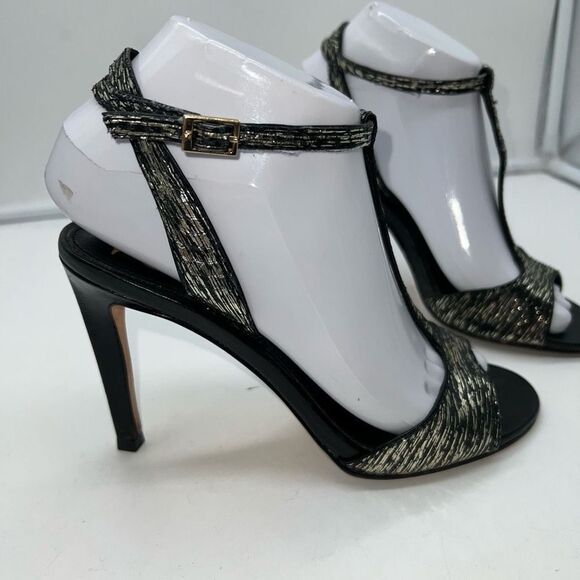 Vince Camuto T Strap Black and Metallic Pumps - Picture 4 of 9